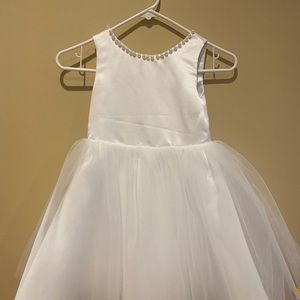 Brand new flower girl dress knee length with tags satin and tulle skirt